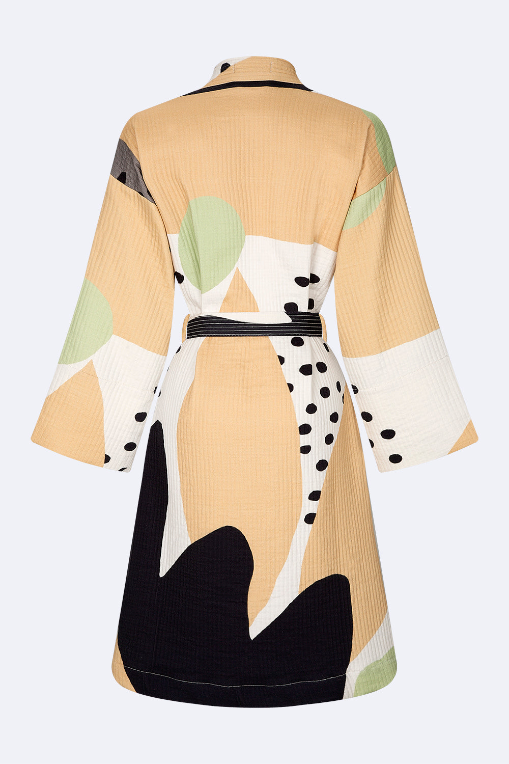 Contemporary Kimono - 100% cotton with contemporary pattern in earthy tones, can be used as a bath or home robe but also as a jacket to wear outside