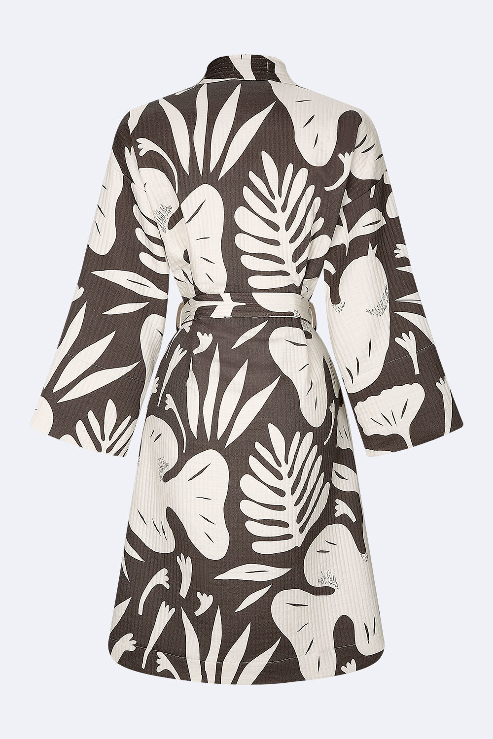 Black and white kimono - 100% cotton with contemporary pattern in faded black and offwhite tones, can be used as a bath or home robe or as a jacket