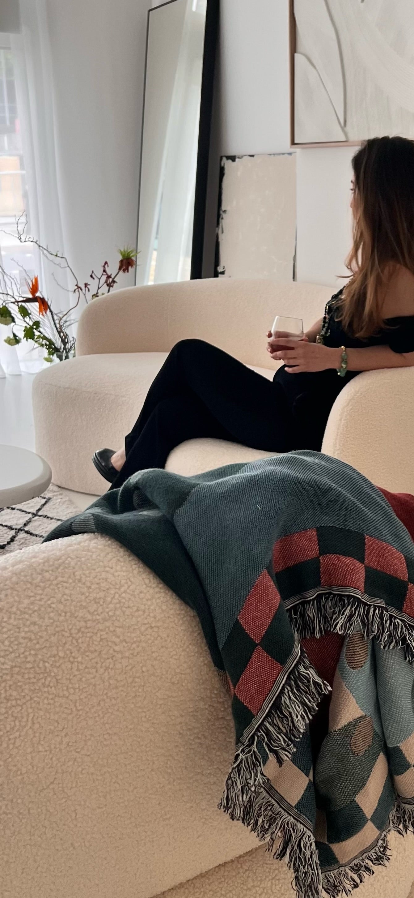 Marine Couch Throw - 100% cotton, jacquard couch throw with contemporary pattern tones, different on each side