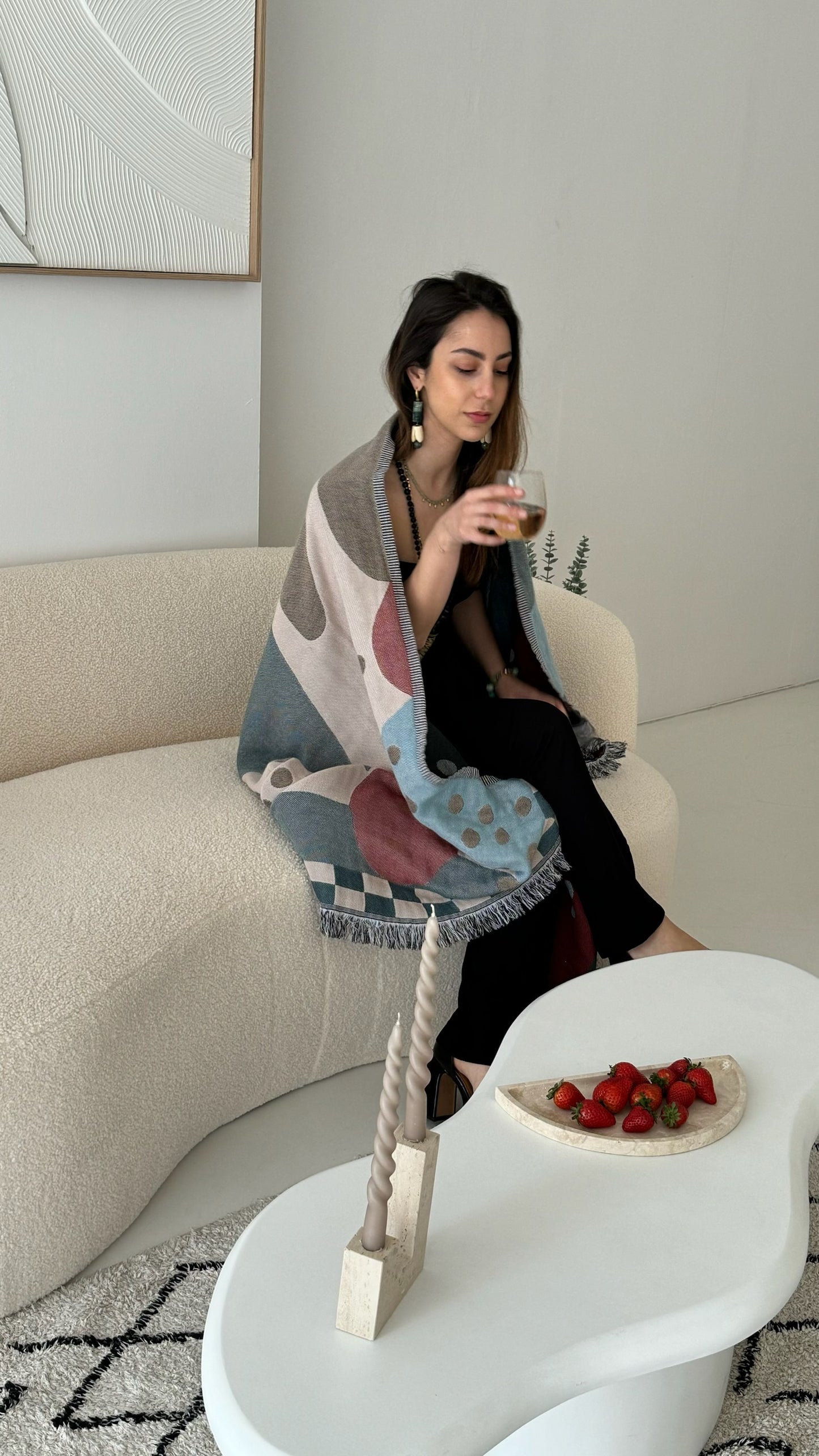 Marine Couch Throw - 100% cotton, jacquard couch throw with contemporary pattern tones, different on each side