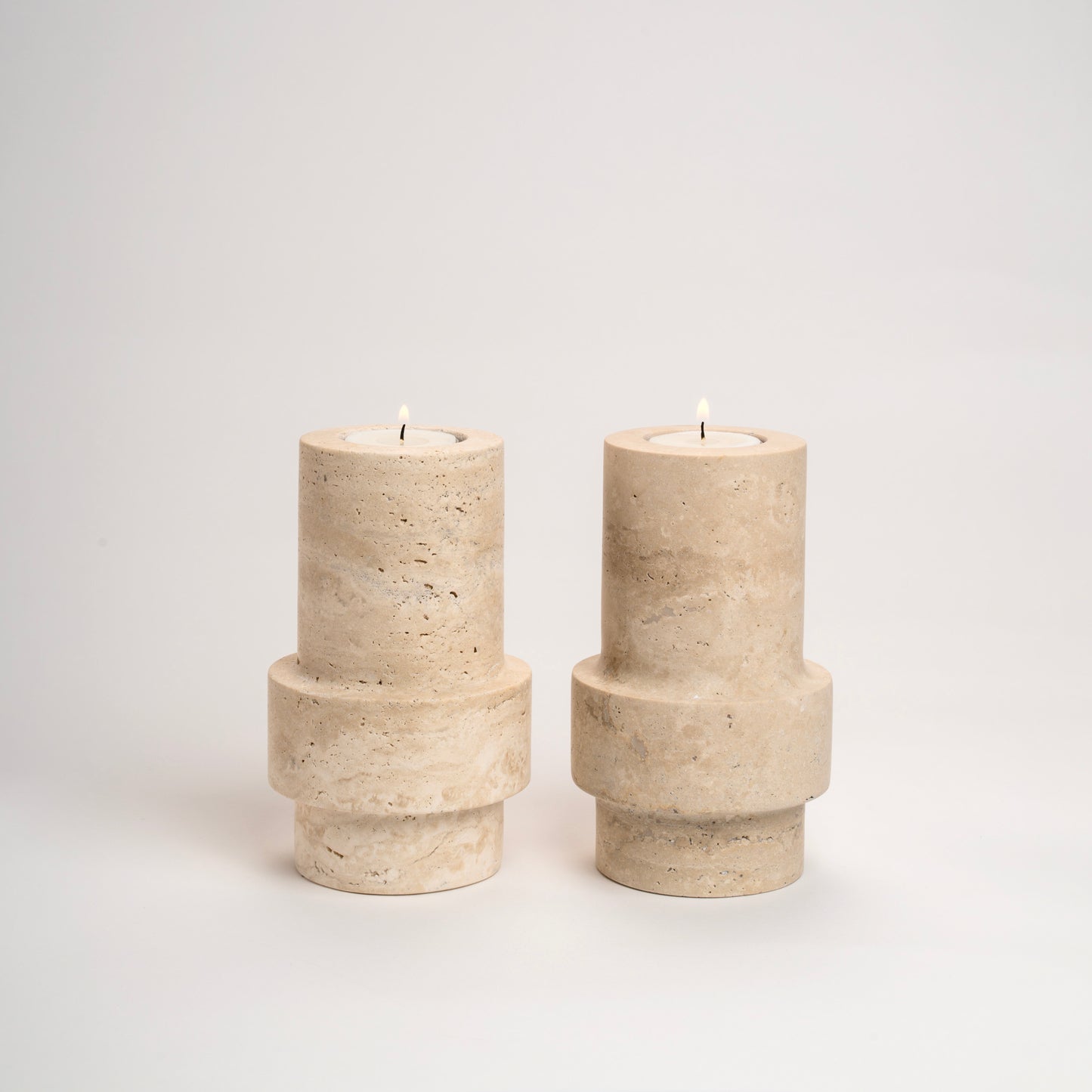 Troy Travertine Candle Holder