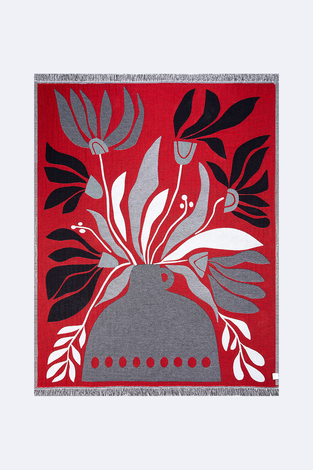 Flower Couch Throw - 100% cotton, jacquard couch throw with flowers in a vase pattern, tones different on each side