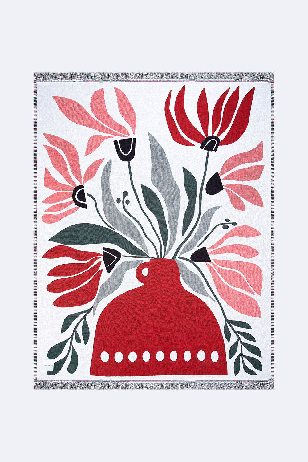 Flower Couch Throw - 100% cotton, jacquard couch throw with flowers in a vase pattern, tones different on each side