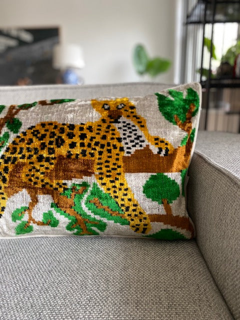 Tiger in the Jungle Silk/Velvet Cushion