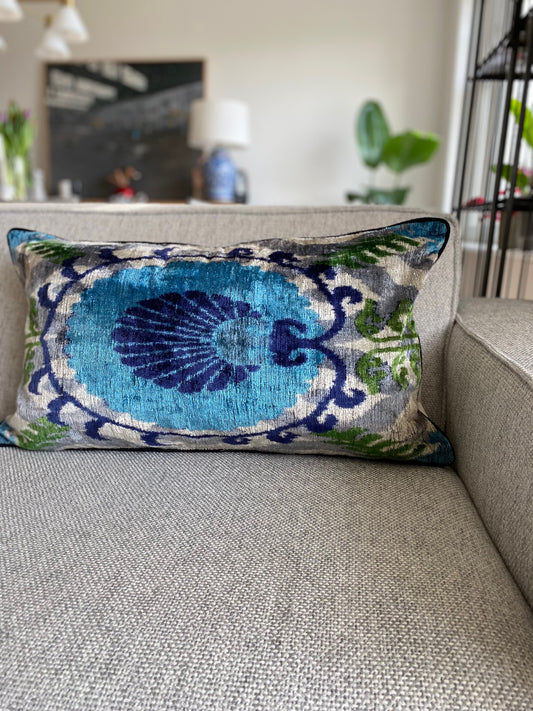 Peacock Silk/Velvet Cushion