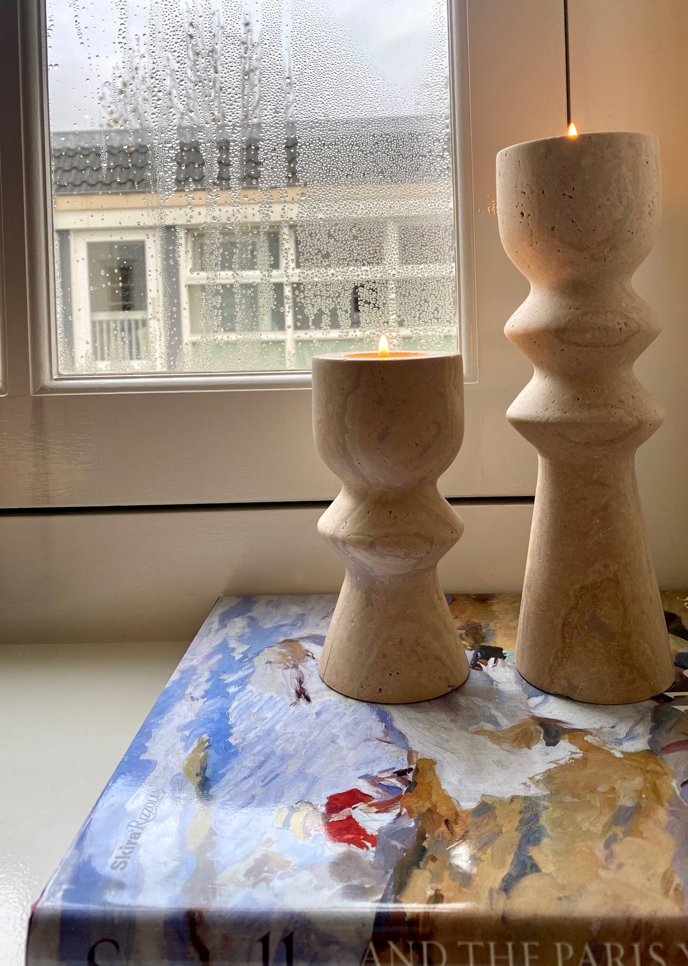 Cappadocia Travertine Candle Holder - Tall
