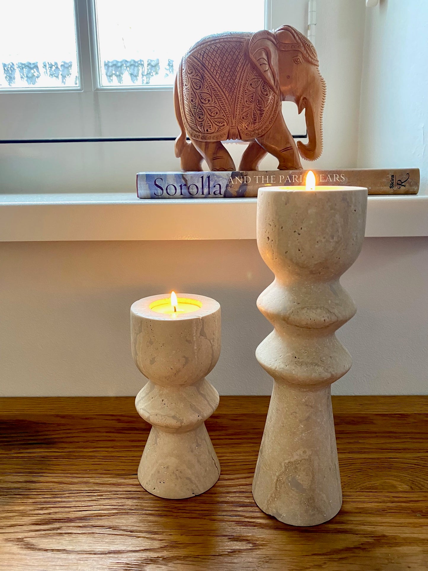 Cappadocia Travertine Candle Holder - Tall