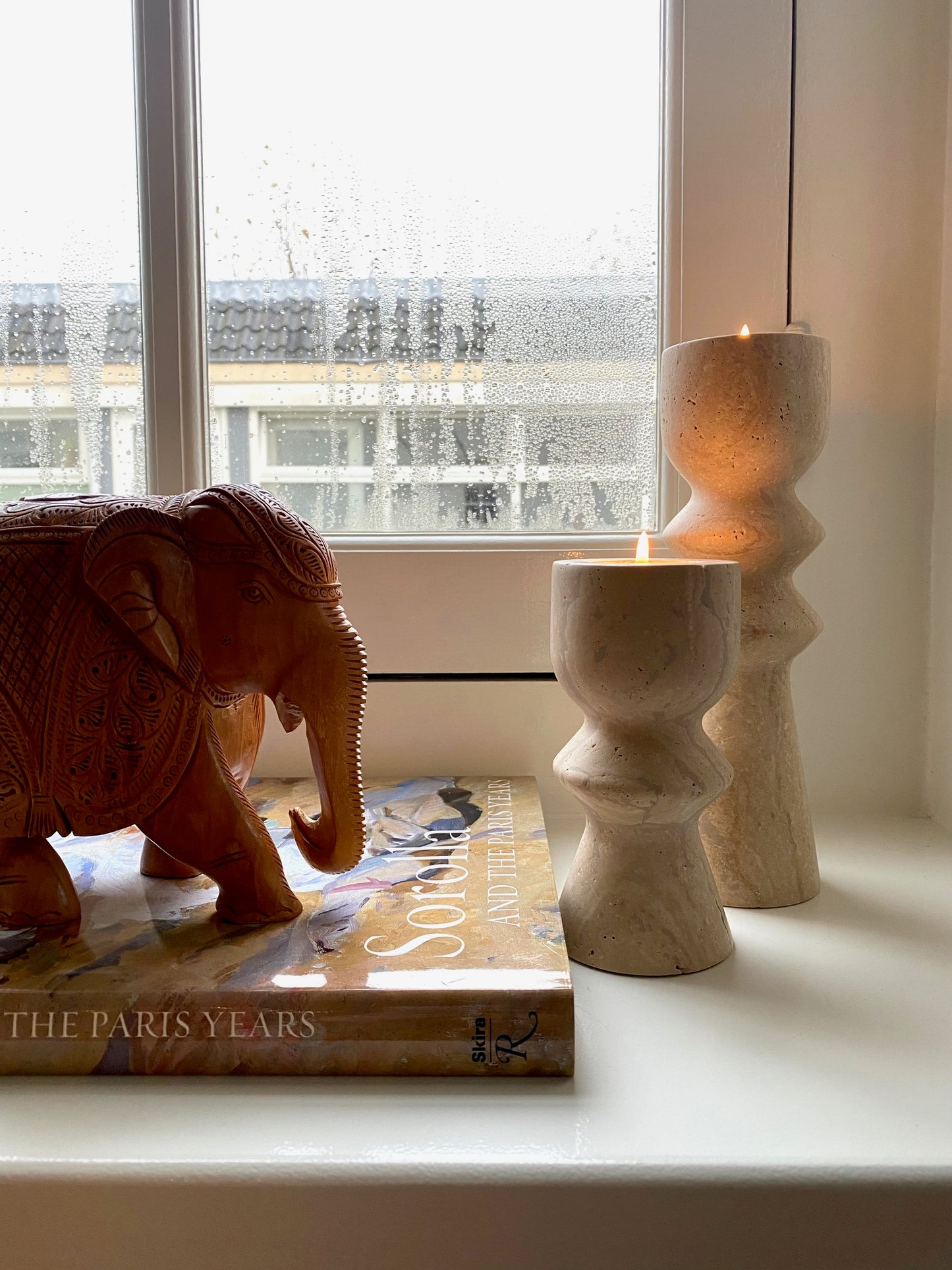 Cappadocia Travertine Candle Holder - Short