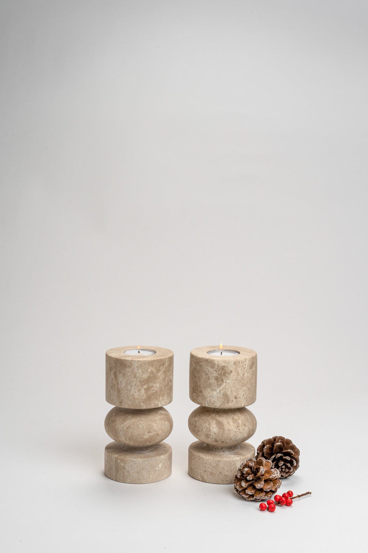 Kyoto Travertine Candle Holder - Short