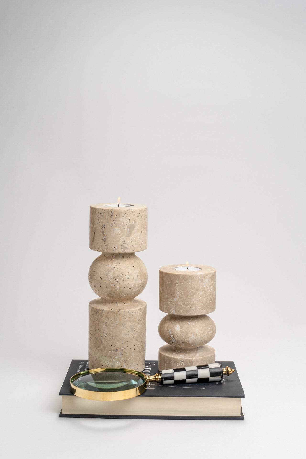 Kyoto Travertine Candle Holder - Short