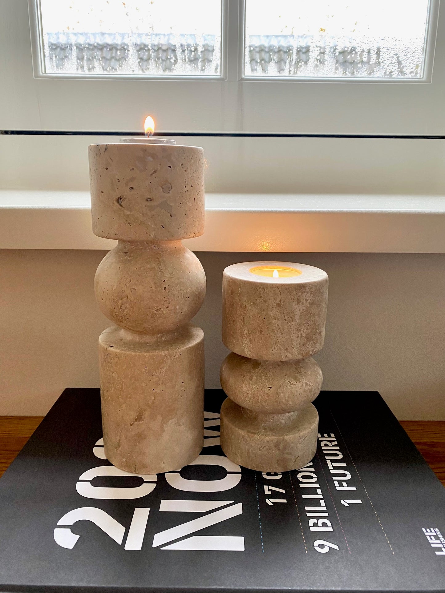 Kyoto Travertine Candle Holder - Short